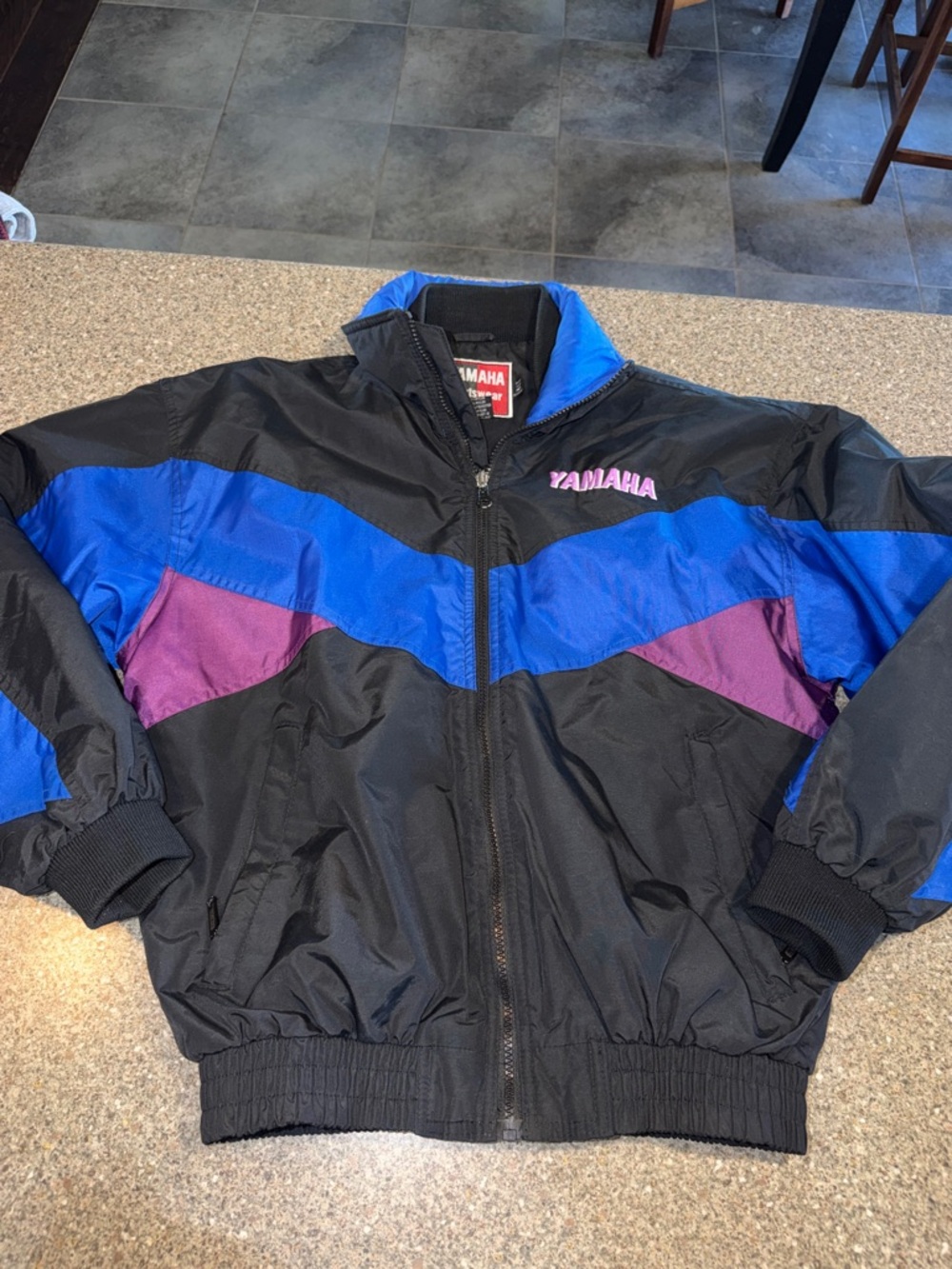 Vintage 90s Yamaha Black Blue Purple Colorblock Men’s Jacket